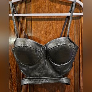 Charlotte Russe Black Medium Faux Leather Bustier